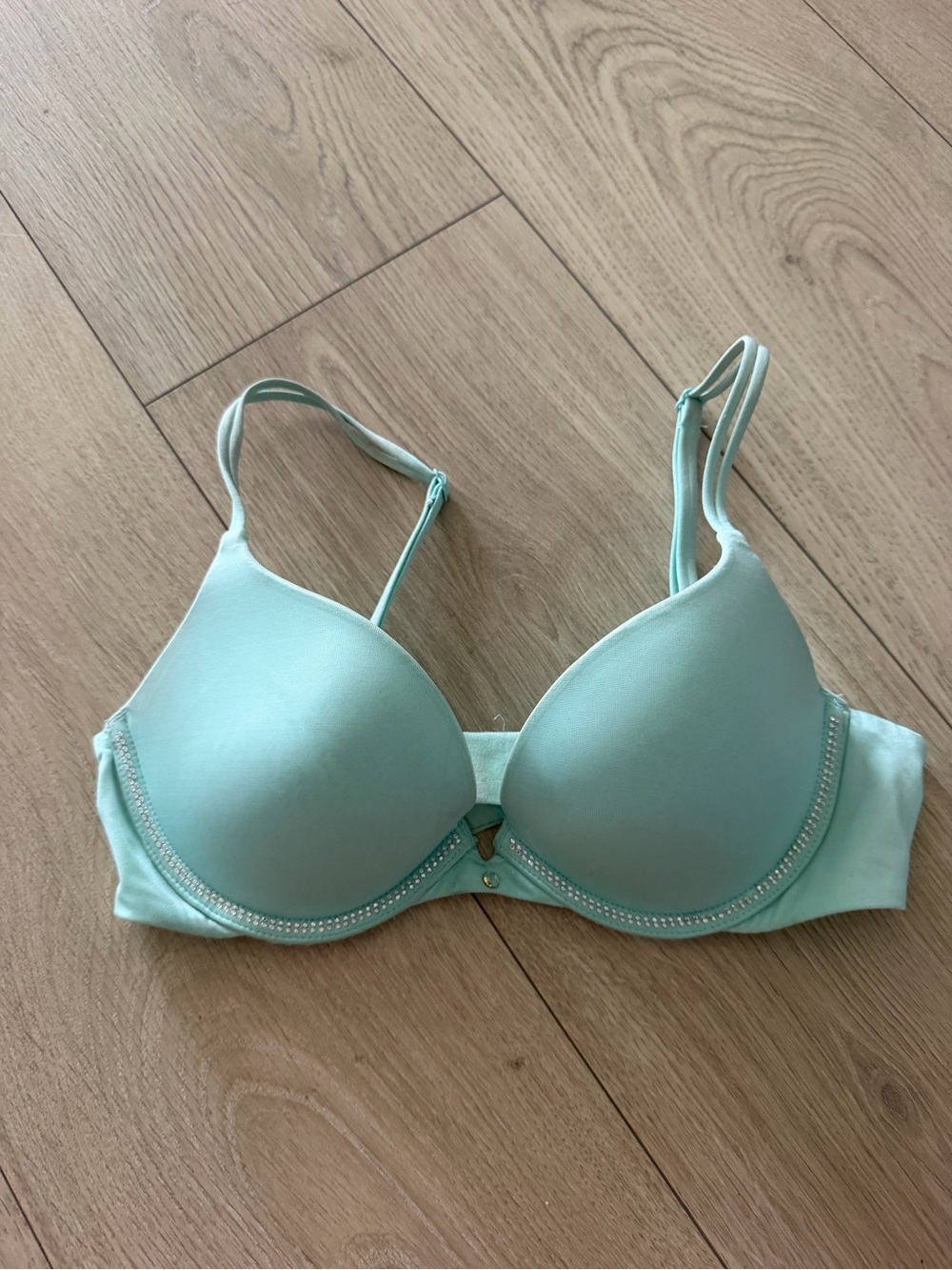 Victoria's Secret Mint Green Padded Bra with Rhinestone Accent